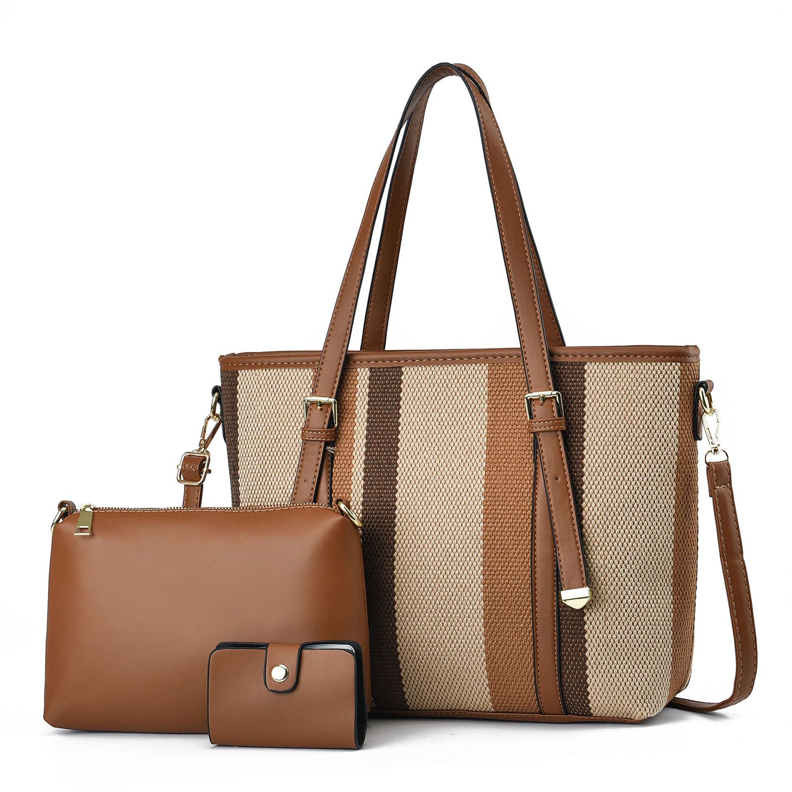 NICOLE & DORIS Vrouwen Handtassen 3 Stks Schoudertas Keten Tas Tote Portemonnee Schoudertassen, Beige, L, Handtas NICOLE & DORIS Vrouwen Handtassen 3 Stks Schoudertas Keten Tas Tote Portemonnee Schoudertassen, Beige, L, Handtas