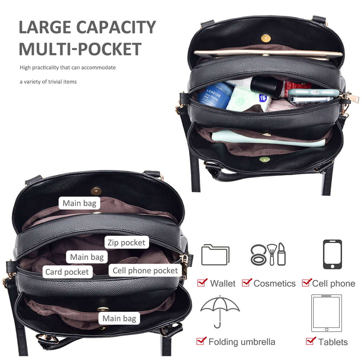 Nicole&Doris New Women/Ladies Handbag Shoulder Crossbody Bag Soft Sur – NICOLE&DORIS